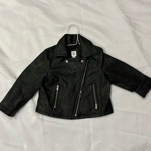 Baby Gap Faux Black Leather Moto Jacket. Size 2